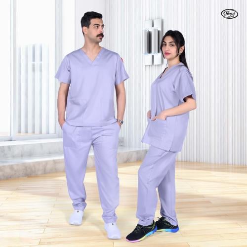 طقم سكراب طبي كنزي للجنسين لون رصاصي فاتح