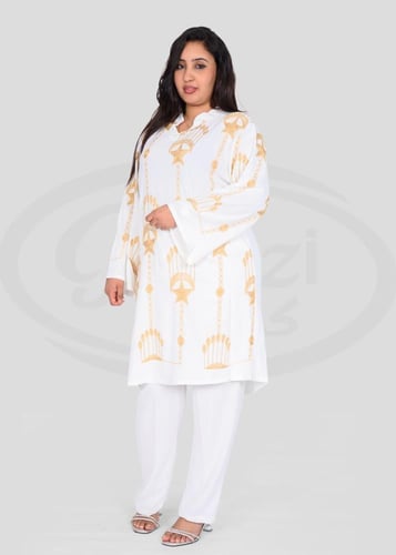 طقم رمضاني قطعتين بتطريز ذهبي