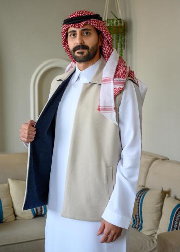 سديري دبل فيس بتصميم كلاسيك كريمي كحلي