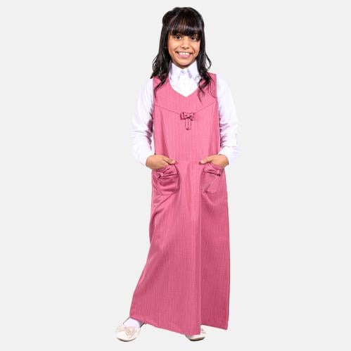 مريول مدرسي أبتدائي وردي مع قميص أبيض