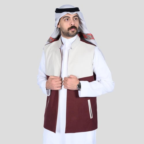 سديري دبل فيس عنابي مع اف وايت