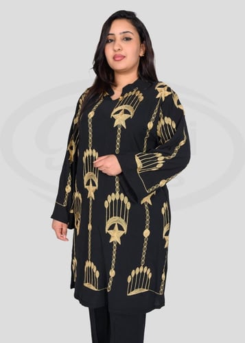 طقم رمضاني قطعتين بتطريز ذهبي