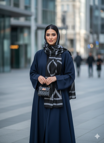 حجاب ملكي أسود بلمسة تيتانيوم