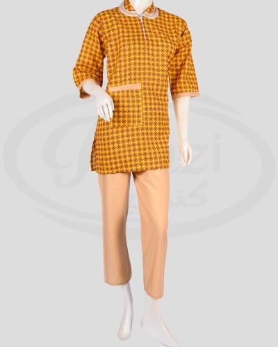 طقم زي عامله للمنزل بلون الكركمي