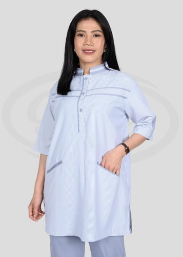 طقم عامله منزليه رصاصي مقلم