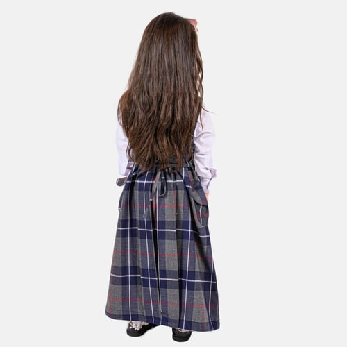 مريول روضة كاروهات رصاصي مع قميص أبيض