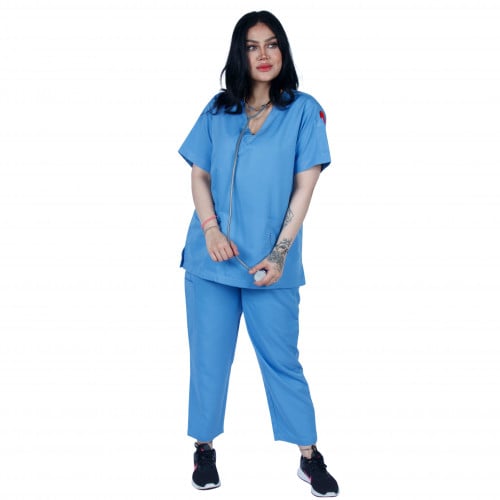 طقم سكراب طبي لون سماوي غامق 102 Kenzi