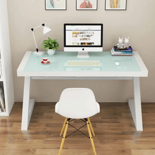 مكتب كمبيوتر زجاج مقاس 1 م بلونين