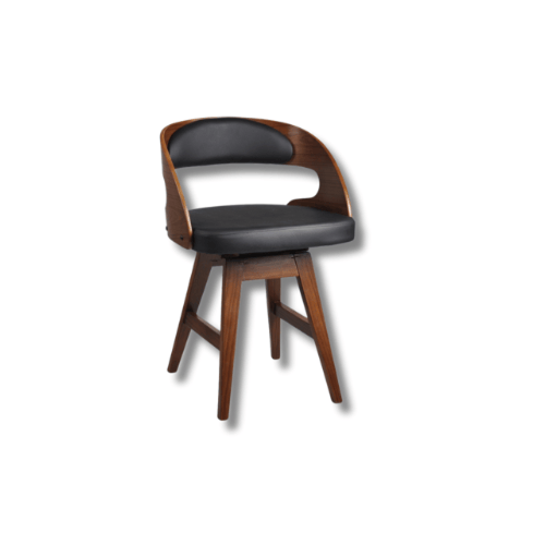 كرسي خشب مع مقعد جلد