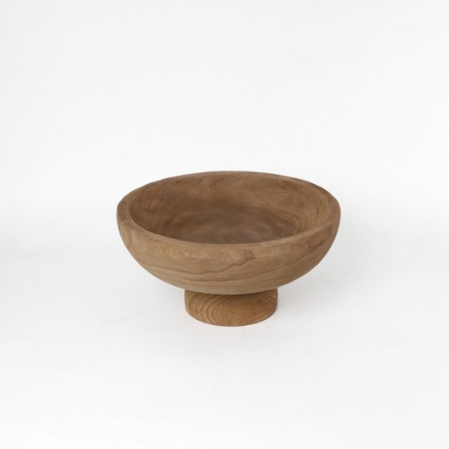 Wooden serving bowl with a raised base