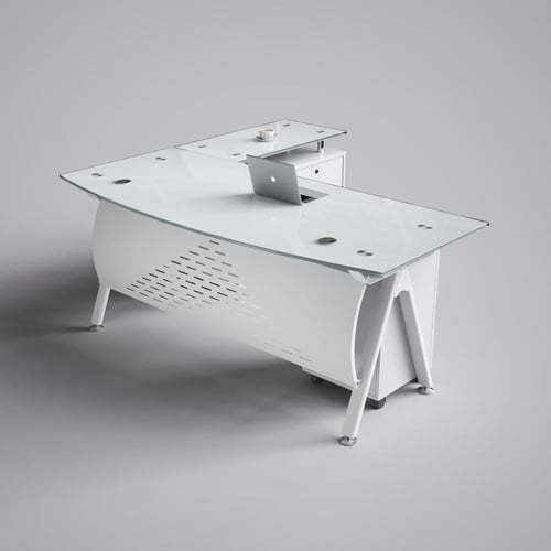 مكتب زجاج ميرور لون ابيض