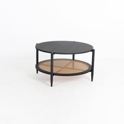 طاولة خشب دائرية طبقتن -اسود