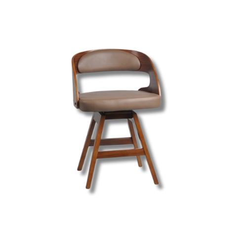 كرسي خشب مع مقعد جلد