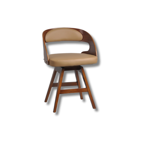 كرسي خشب مع مقعد جلد