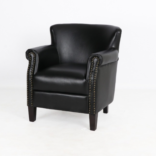 A single leather chair with a classic design and n...