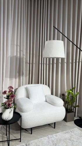 كرسي بوكليه مفرد أبيض