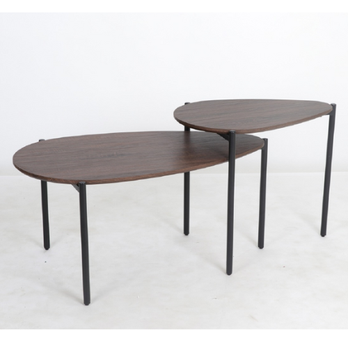 طاولة طقم خشب بقواعد معدن