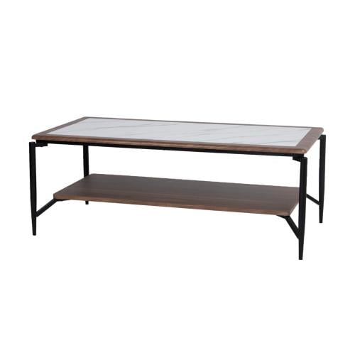 Linya central rectangular table (white marble and...
