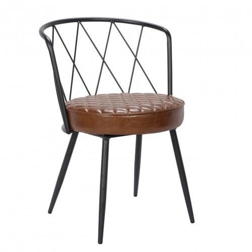 كرسي جلد جملي بمقعد جلد