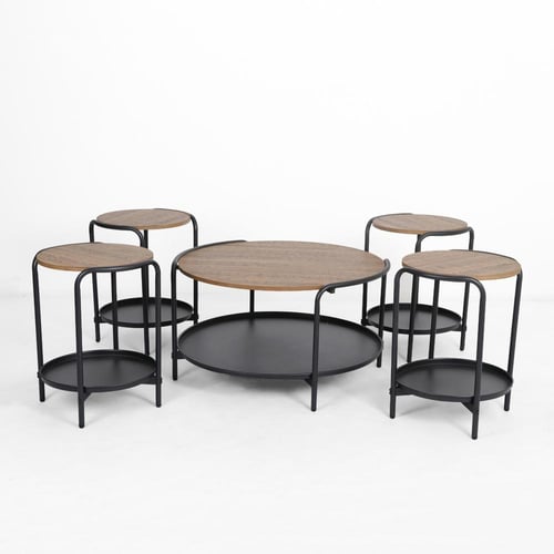 طقم طاولات خشب برف حديد