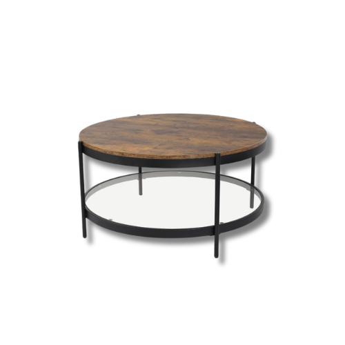 طاولة خشب دائرية طبقتن -اسود