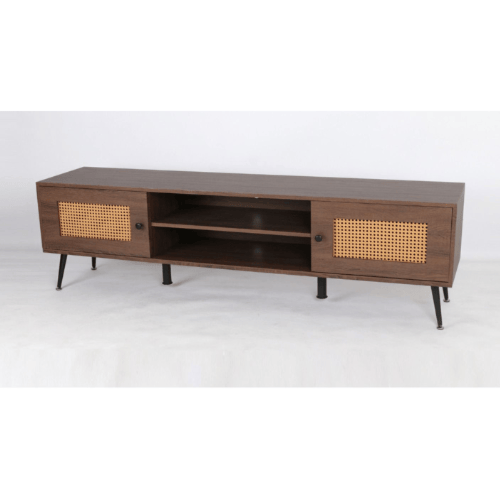 طاولة تلفزيون خشب فخم بابواب رتان