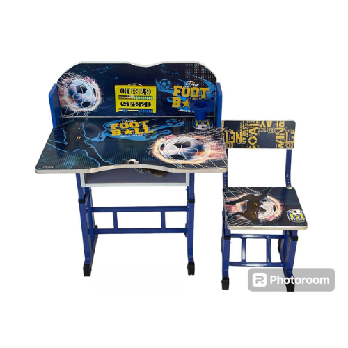 طاولة وكرسي دراسي ازرق برسومات