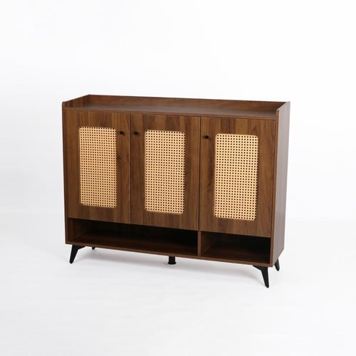 دولاب احذية خشب رتان - عدة مقاسات