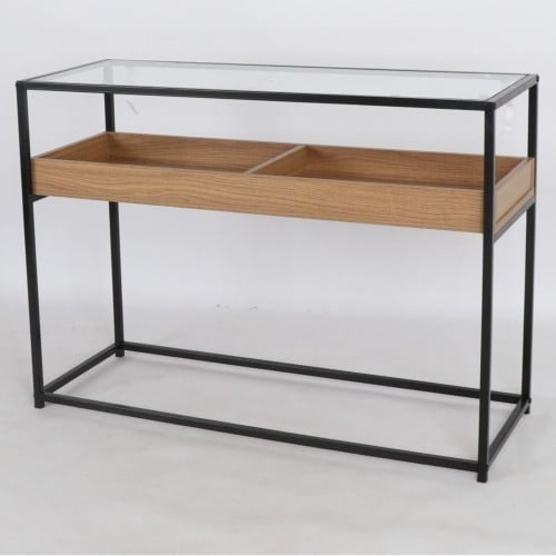 طاولة مدخل خشب وزجاج