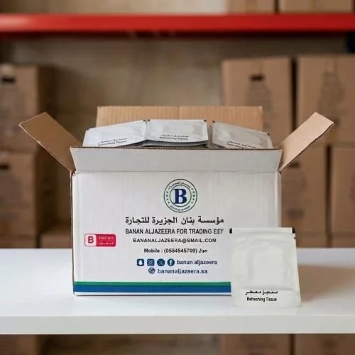 مناديل معطرة فاخرة منعشة برائحة الليمون باللون الأبيض 10*7 سم - 1000حبة