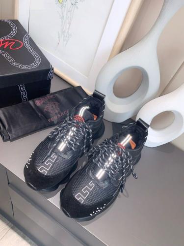 Versace Chain Reaction sneaker with mesh and suede...