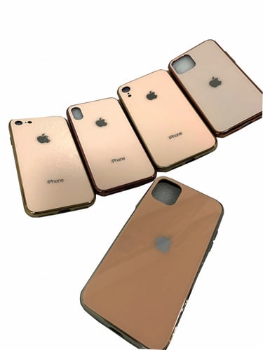كفر ايفون زجاج روز قولد Rose Gold glass case