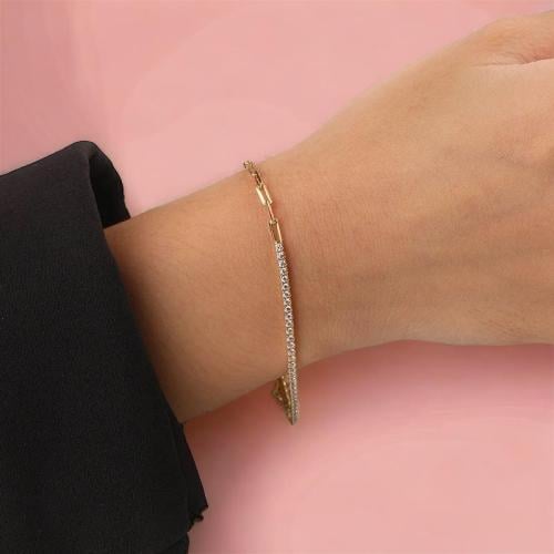 اسوارة من الفضة مطلية ذهب مع جزء تنس