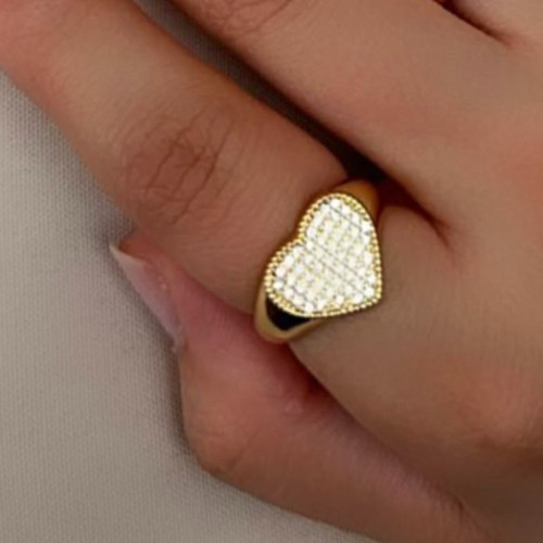 خاتم فضة قلب قابل للتعديل