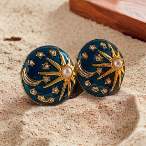 حلق تصميم مميز قمر و نجوم