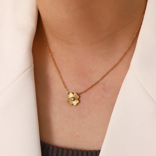 سلسال مطلي ذهب تصميم وردة الشمس