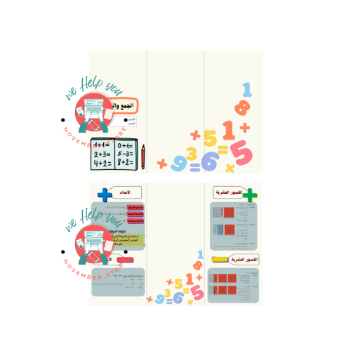 مطوية مادة رياضيات ( الجمع والطرح ) - الصف الخامس...