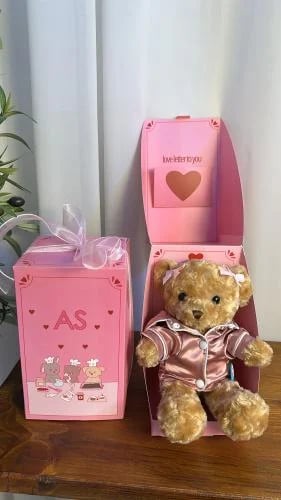 A teddy bear in pajamas
