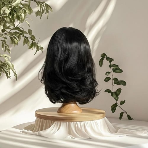 باروكة شعر طبيعي 12 انش اماميه دانتيل مدرجة