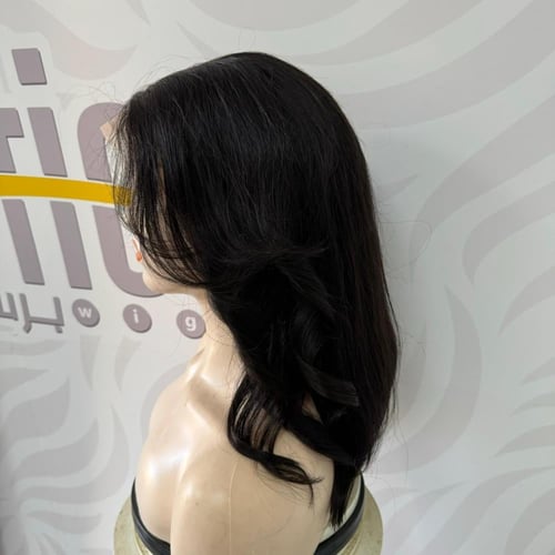 باروكة شعر طبيعي 16 انش جذور اماميه فروه حرير مدرج...