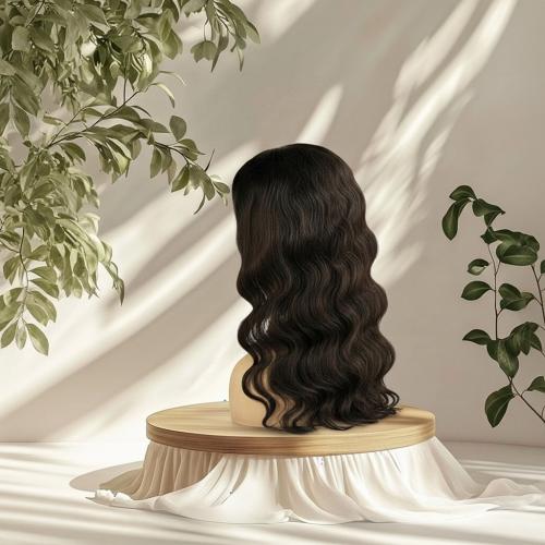 باروكة شعر طبيعي 16 انش جذور كامله فروة حرير ويفي