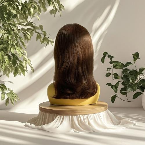 باروكة شعر طبيعي 14 انش جذور اماميه فروه حرير لون...