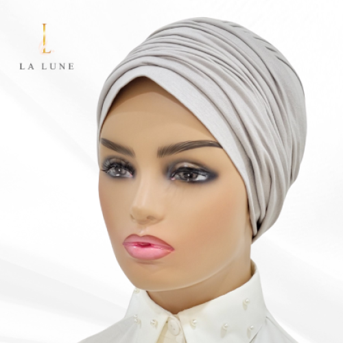 Beige turban half cap