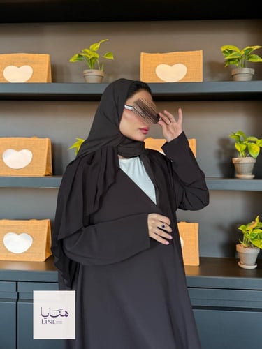 عباية كولينا دبل كلوش بقماش كريب رموش شامل طرحه كس...