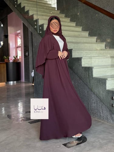 عباية كولينا دبل كلوش بقماش كريب رموش شامل طرحه كس...