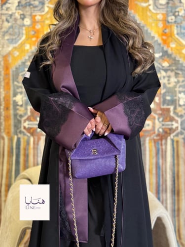 عباية إيفانا بقماش كريب الاناقة بكم بنفسجي مزين دا...