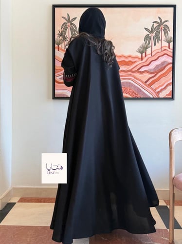 عباية سمو دبل كلوش بقماش كريب كم استريتش