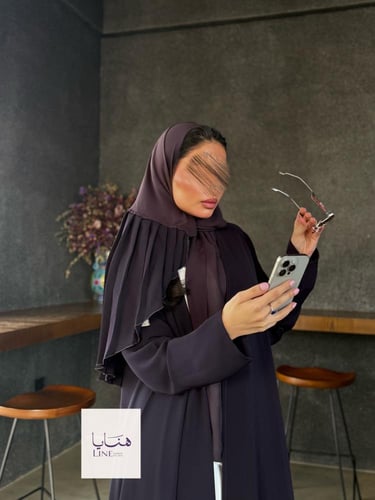 عباية كولينا دبل كلوش بقماش كريب رموش شامل طرحه كس...
