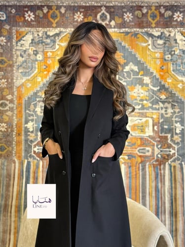 عباية كبرياء بليزر كريب مبطن بقصة اي لاين اسود