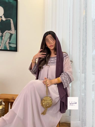 جلابية بسمه فراشة بقماش شيفون مبطنه بحرير بكسره من...